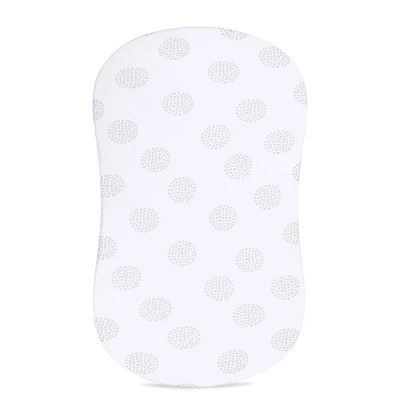 Ely's & Co. Baby Fitted Bassinet Sheet 100% Combed Jersey Cotton Grey And White Dottie Design