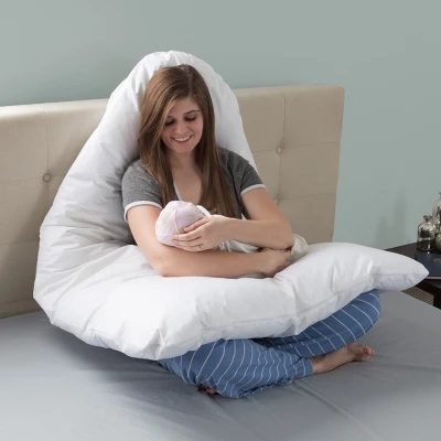 Hastings Home U-Shaped Full-Body Support Pregnancy Pillow With Zippered Cover - White, 60" X 38" - Image 6