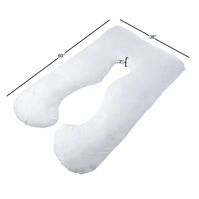Hastings Home U-Shaped Full-Body Support Pregnancy Pillow With Zippered Cover - White, 60" X 38" - Image 2