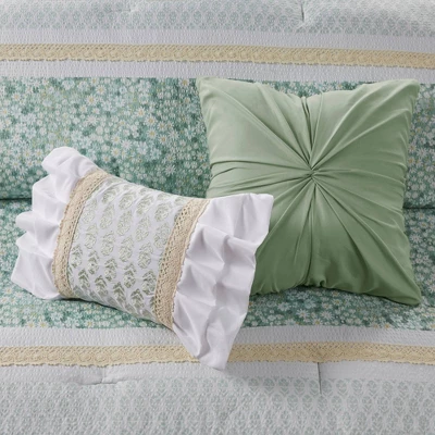 5pc Tulia Seersucker Comforter Bedding Set With Throw Pillows Green - Madison Park - Image 8