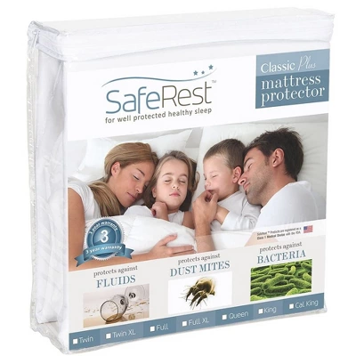 SafeRest Classic Plus Mattress Protector - Waterproof Mattress Cover With Smooth, Breathable Polyester Surface - Vinyl-Free