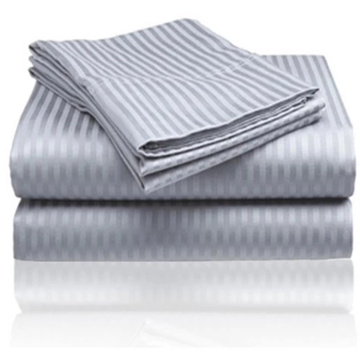 Embossed 1800 Series Wrinkle Resistant Stripe All Season Bed Sheet Set Gray By Plazatex - Image 3