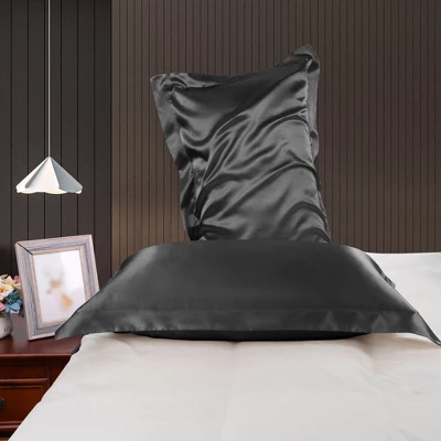 PiccoCasa Satin Silky Pillow Envelope Closure Soft Pillowcases 2 Pcs - Image 2