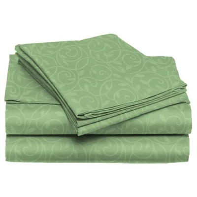 Emboss Vine All Season Super Soft Microfiber Sheet Set Green By Plazatex - Image 4