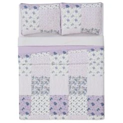 Elissa Patchwork Quilt Set Purple/White - Cannon