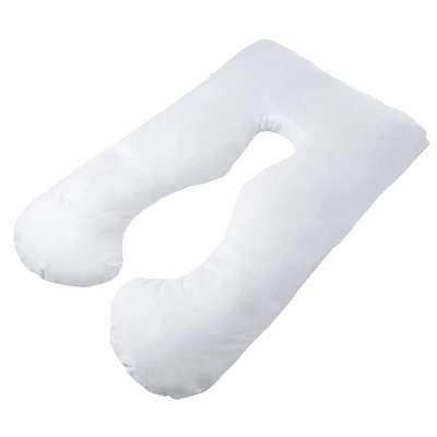 Hastings Home U-Shaped Full-Body Support Pregnancy Pillow With Zippered Cover - White, 60" X 38"
