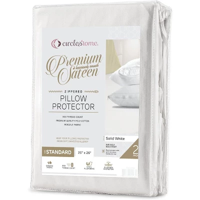 Circles Home Zippered Pillow Protector Cotton Blend White - Image 3