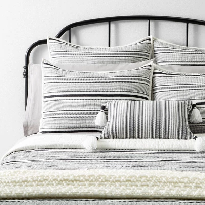 Textured Stripe Pillow Sham Dark Gray/Cream - Hearth & Hand With Magnolia - Image 3