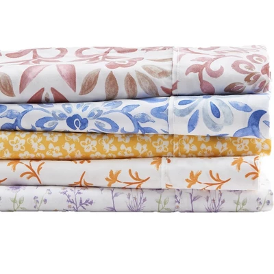 Great Bay Home Watercolor Floral Microfiber Wrinkle-Resistant Sheet Set - Image 4