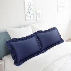 PiccoCasa Pure Cotton Soft Envelope Closure Ruffle Pillowcases 2 Pcs