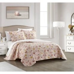 3pc Bali Quilt Set Pink - NY&C Home Collection