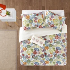 White/Blue/Green Tula Duvet Cover Set Full/Queen 4pc