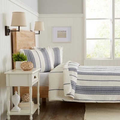 Great Bay Home Stripe Reversible Quilt Set With Sham