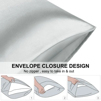 PiccoCasa 85GSM Satin Luxury Silky Envelope Closure Pillowcases 2 Pcs - Image 6