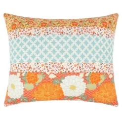 Barefoot Bungalow Carlie Floral Pinstripe With Dainty Scrolling Embellishments Sham Standard 20"x26" Calico Stripe