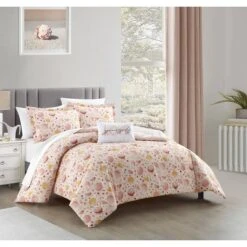 4pc Sumba Comforter Set Blush/Yellow - NY&C Home Collection