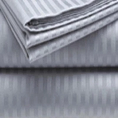 Embossed 1800 Series Wrinkle Resistant Stripe All Season Bed Sheet Set Gray By Plazatex - Image 2